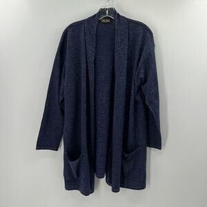 Escada Women's Open Front Metallic Cardigan - Blue/Silver - 40 or US Medium